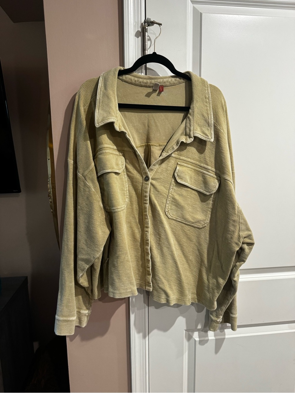 Pilcro Olive Green Corduroy Button-Front Shirt Jacket